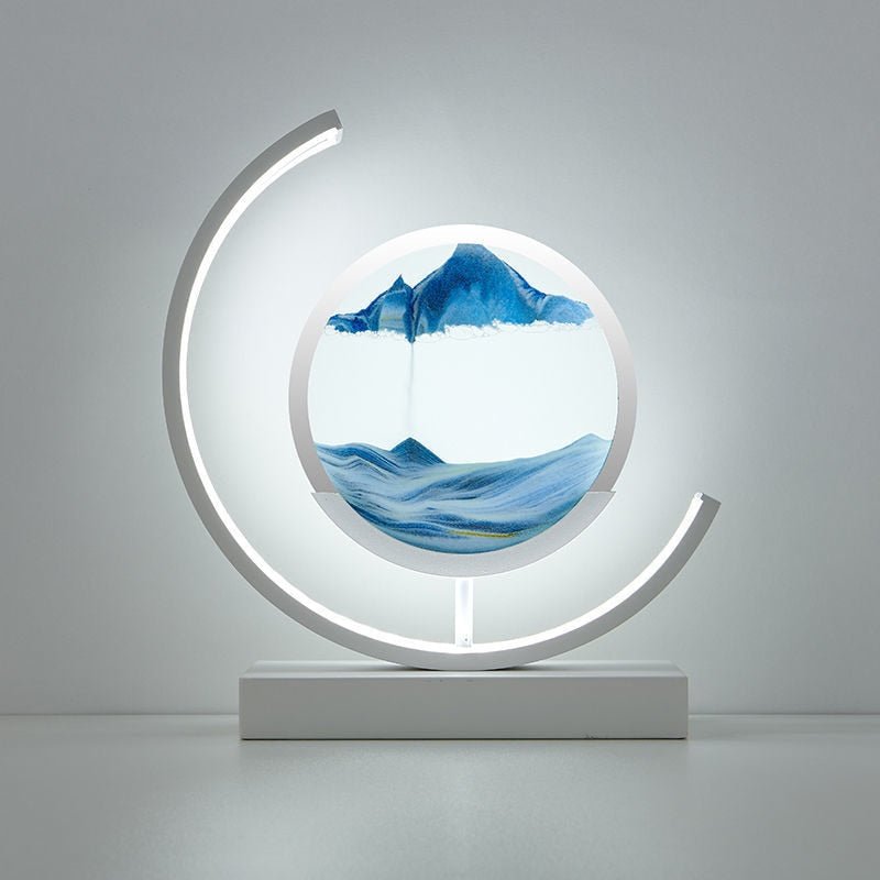 LED Table Lamp with 360° Rotating Sand Art for Bedroom and Living Room