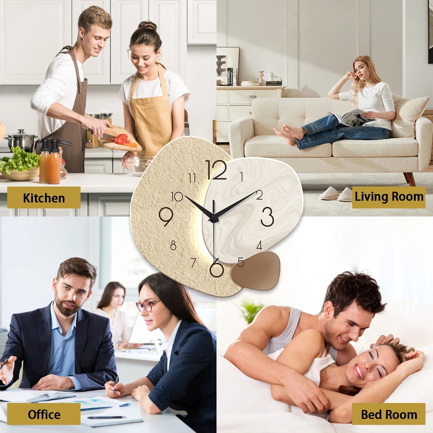 Modern Silent Wall Clock with Quartz Movement for Living Room and Office