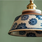 Hand-Painted Ceramic Pendant Light with Unique Floral Design for Dining Room and Kitchen