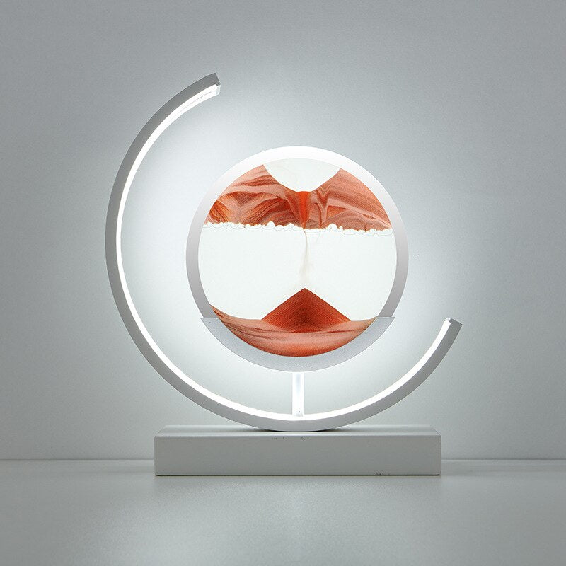 LED Table Lamp with 360° Rotating Sand Art for Bedroom and Living Room