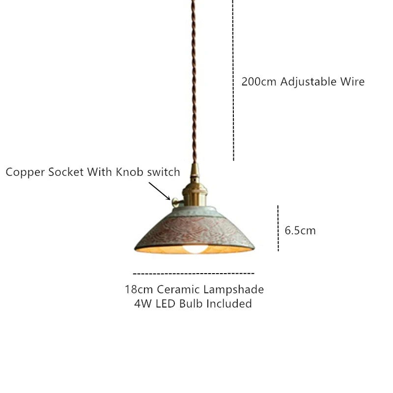 Hand-Painted Ceramic Pendant Light with Unique Floral Design for Dining Room and Kitchen