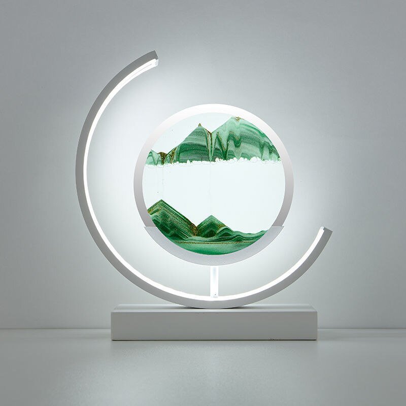 LED Table Lamp with 360° Rotating Sand Art for Bedroom and Living Room