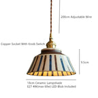 Hand-Painted Ceramic Pendant Light with Unique Floral Design for Dining Room and Kitchen