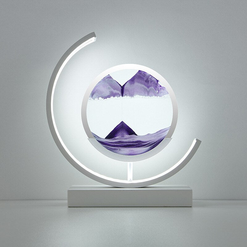LED Table Lamp with 360° Rotating Sand Art for Bedroom and Living Room