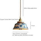 Hand-Painted Ceramic Pendant Light with Unique Floral Design for Dining Room and Kitchen