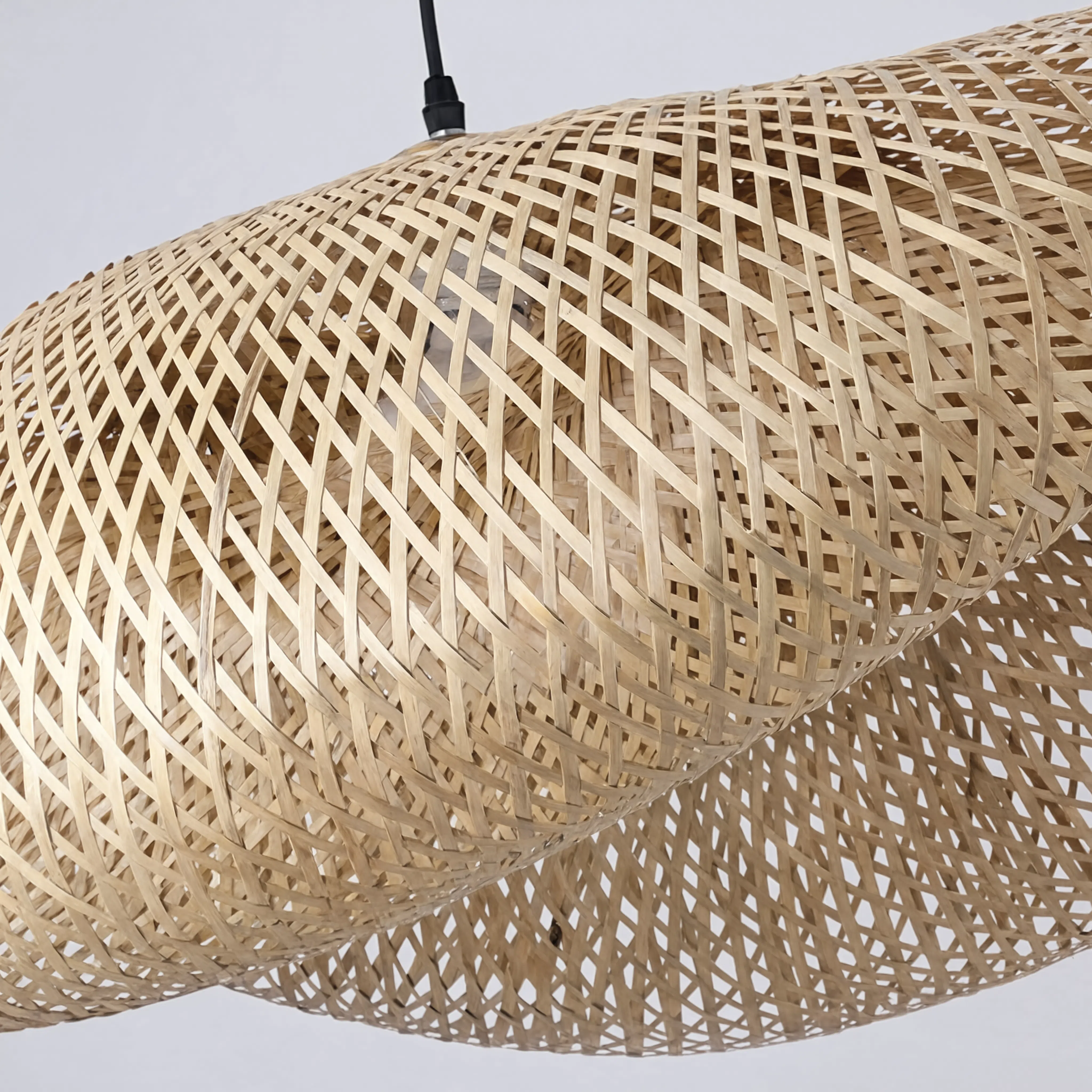 Braided Bamboo Pendant Light for Dining Room and Bedroom