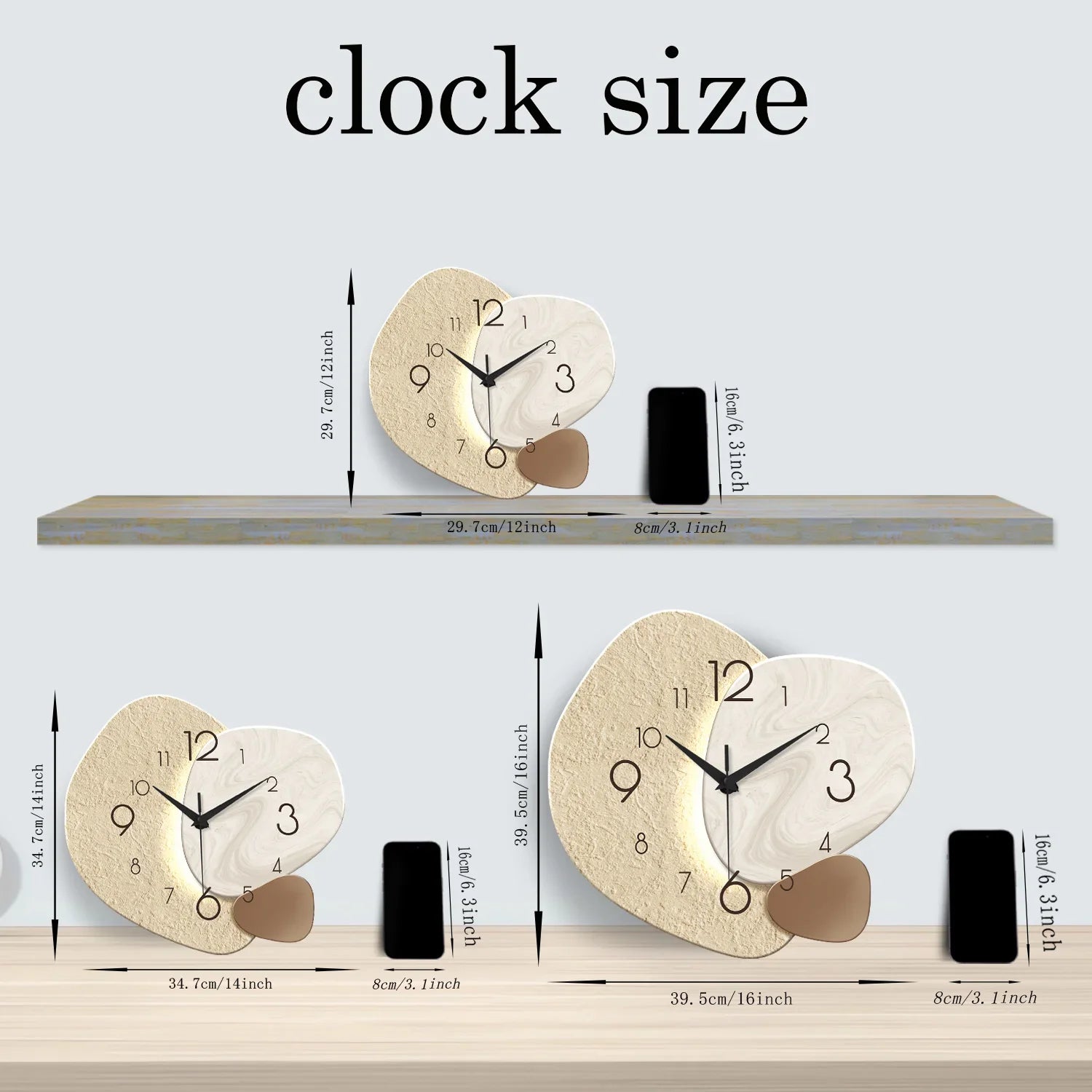 Modern Silent Wall Clock with Quartz Movement for Living Room and Office