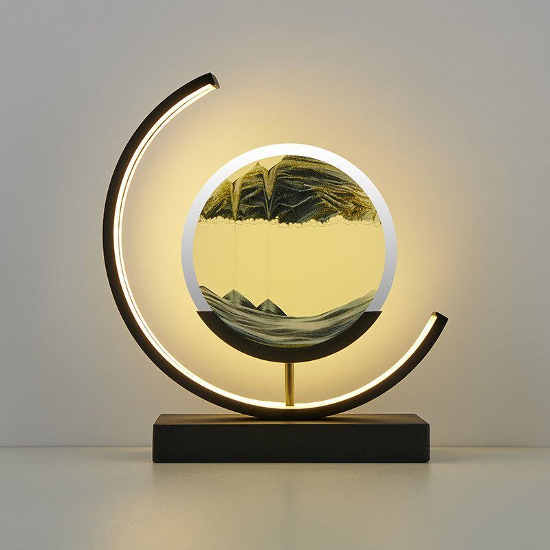 LED Table Lamp with 360° Rotating Sand Art for Bedroom and Living Room