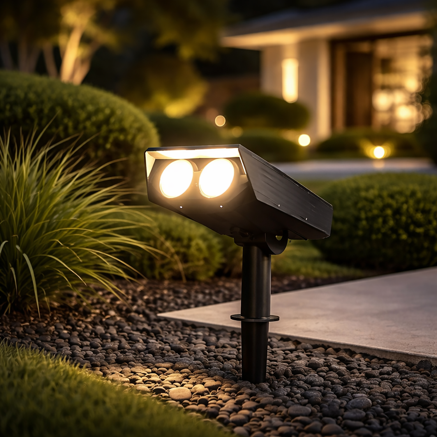 Solar-Powered Outdoor Spotlight with Adjustable Head for Garden and Pathway Lighting