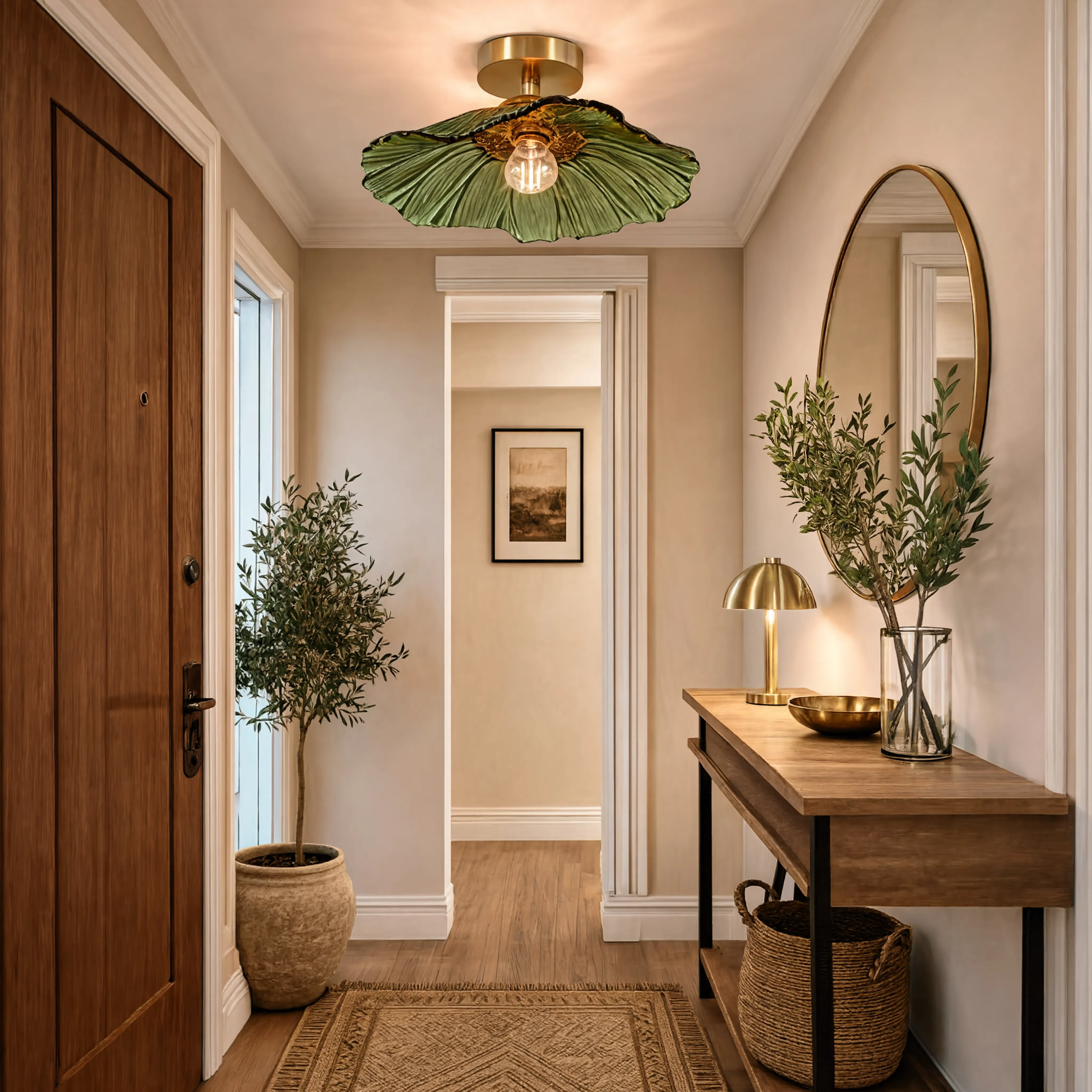 Art Deco Glass Pendant Light with Flower Shade for Bedrooms and Dining Spaces