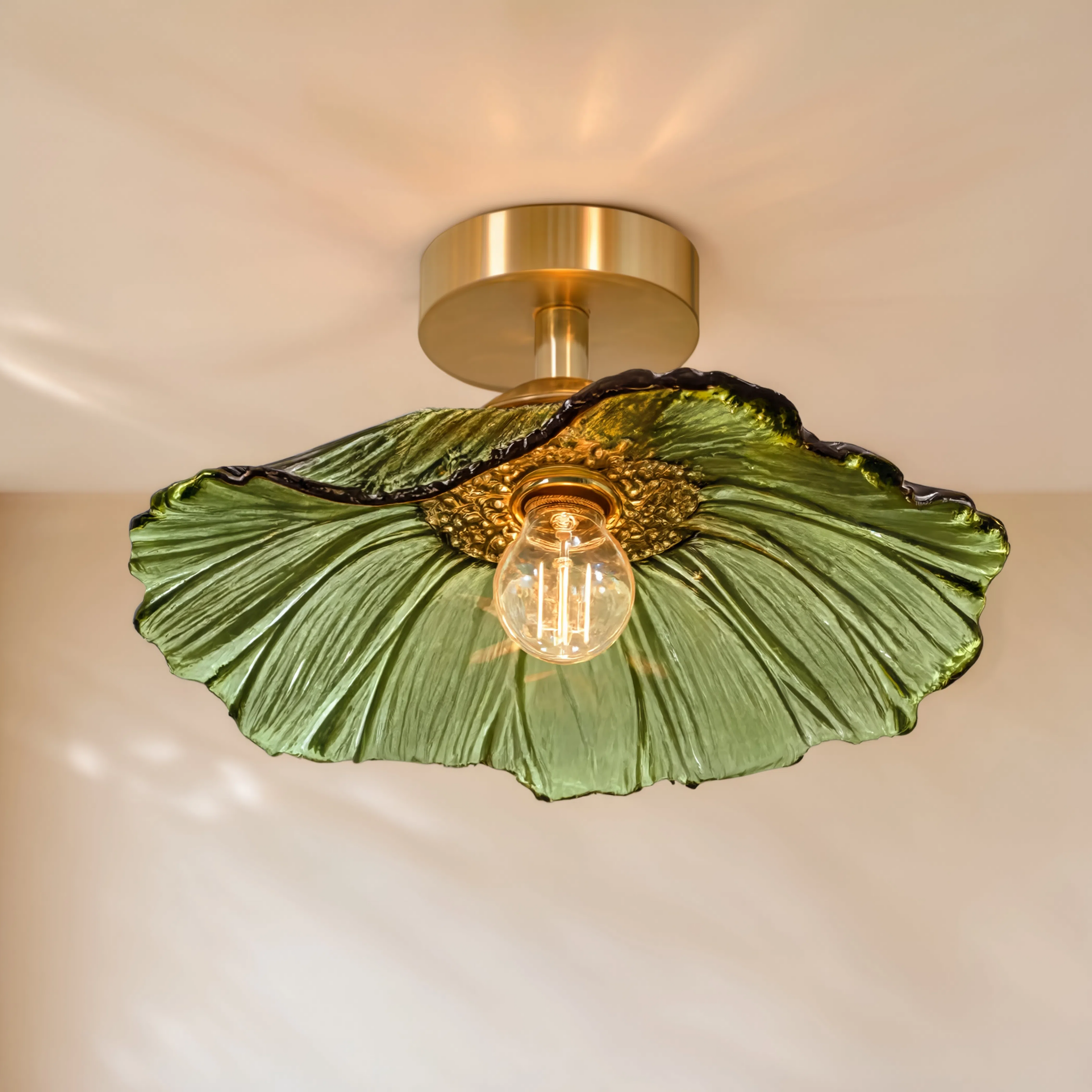 Art Deco Glass Pendant Light with Flower Shade for Bedrooms and Dining Spaces