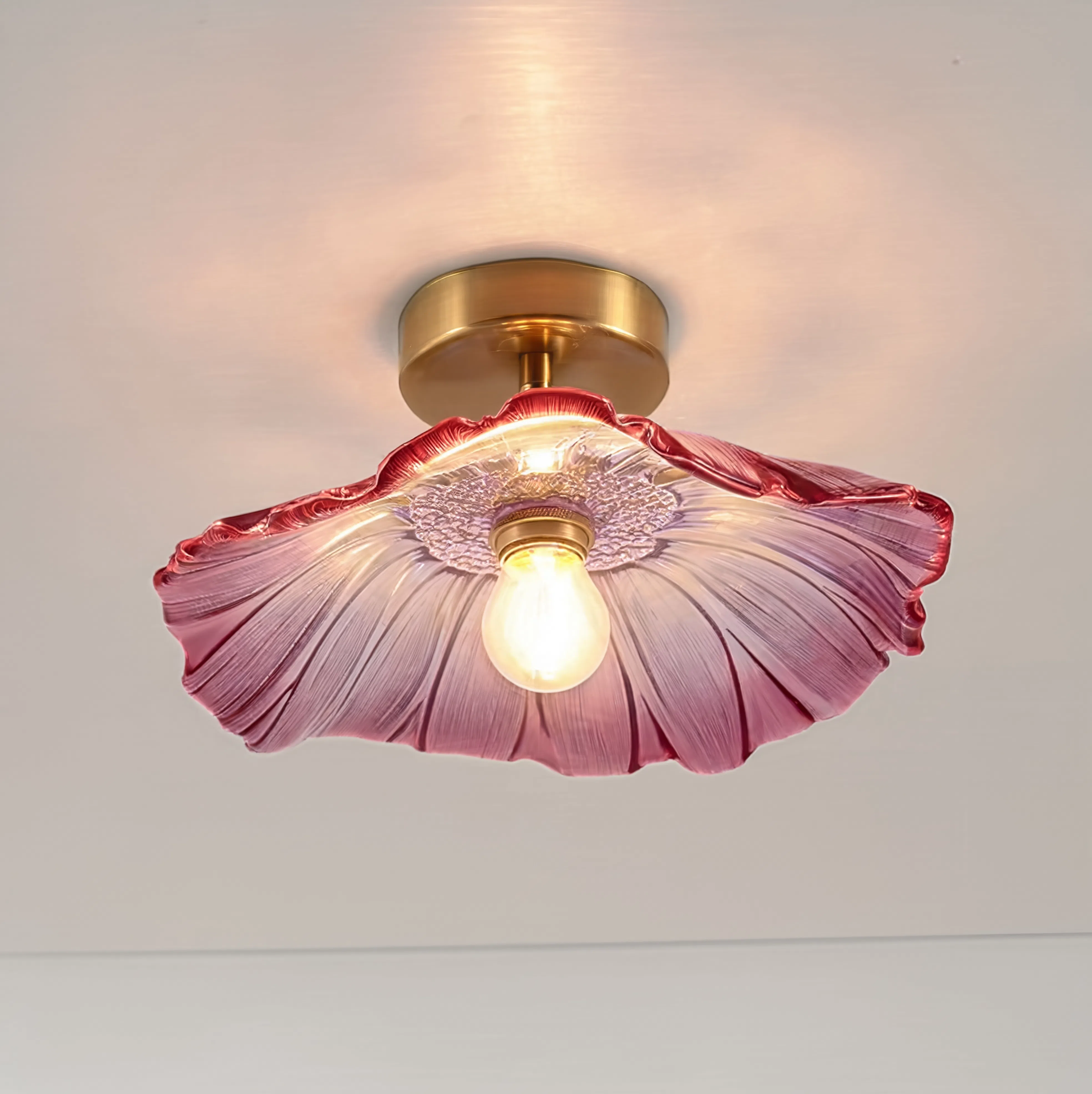 Art Deco Glass Pendant Light with Flower Shade for Bedrooms and Dining Spaces