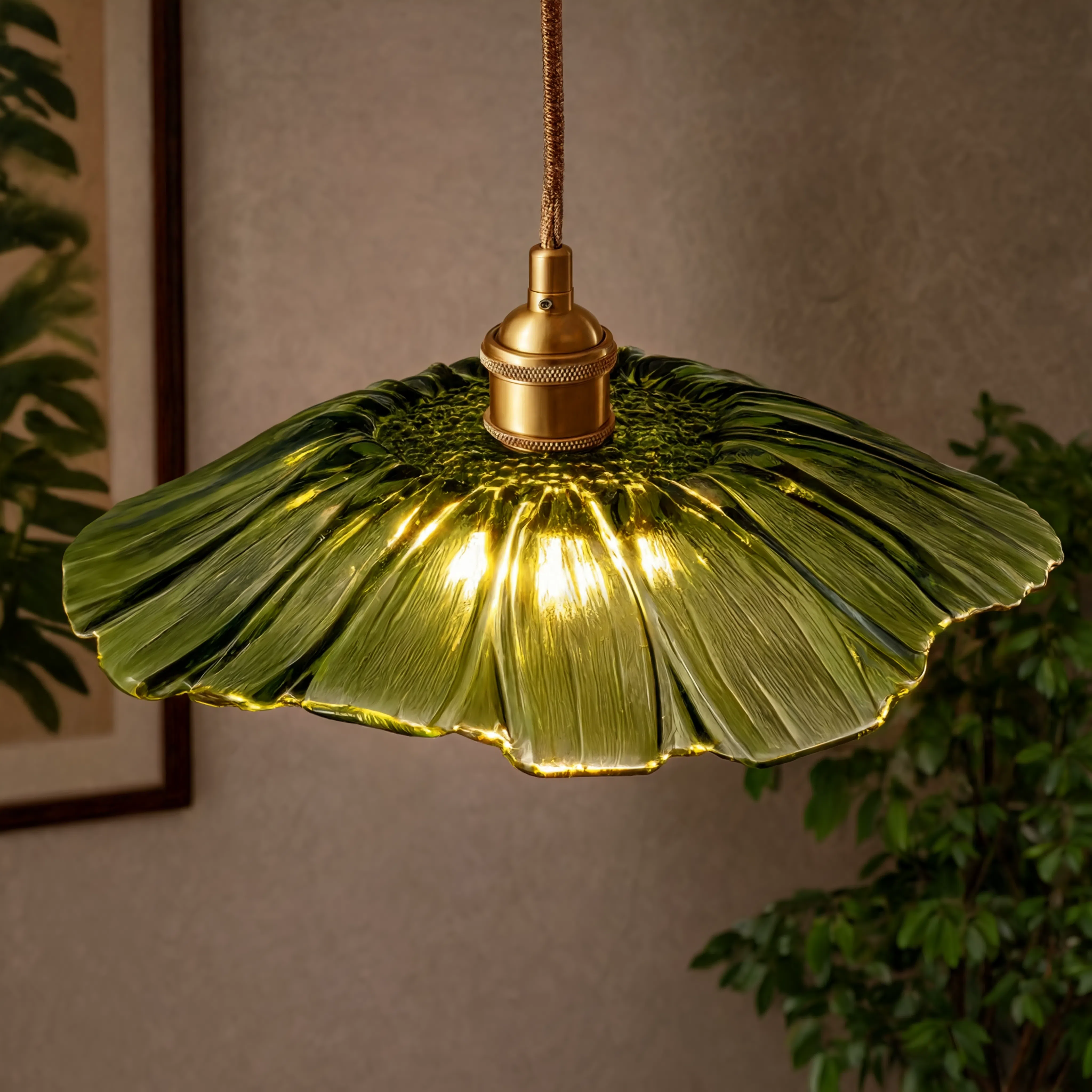 Art Deco Glass Pendant Light with Flower Shade for Bedrooms and Dining Spaces