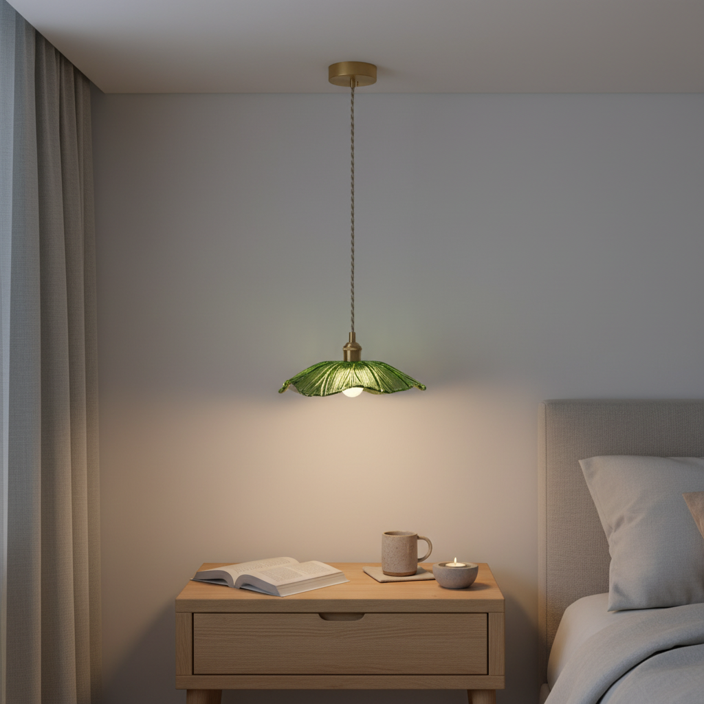 Art Deco Glass Pendant Light with Flower Shade for Bedrooms and Dining Spaces