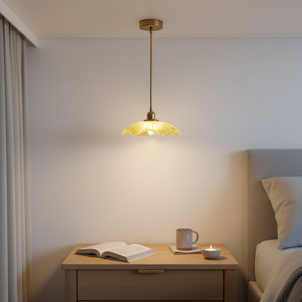 Art Deco Glass Pendant Light with Flower Shade for Bedrooms and Dining Spaces