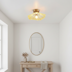 Art Deco Glass Pendant Light with Flower Shade for Bedrooms and Dining Spaces