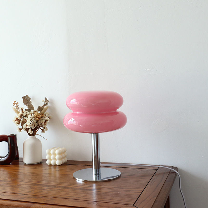 Modern Glass Table Lamp with Chrome Base for Bedroom and Living Room