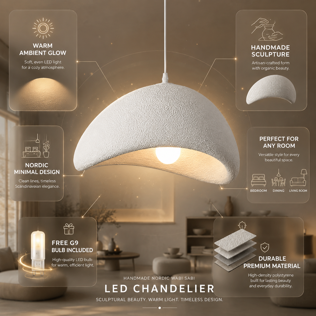 Modern LED Chandelier with Handmade Quality for Living Room and Dining Room