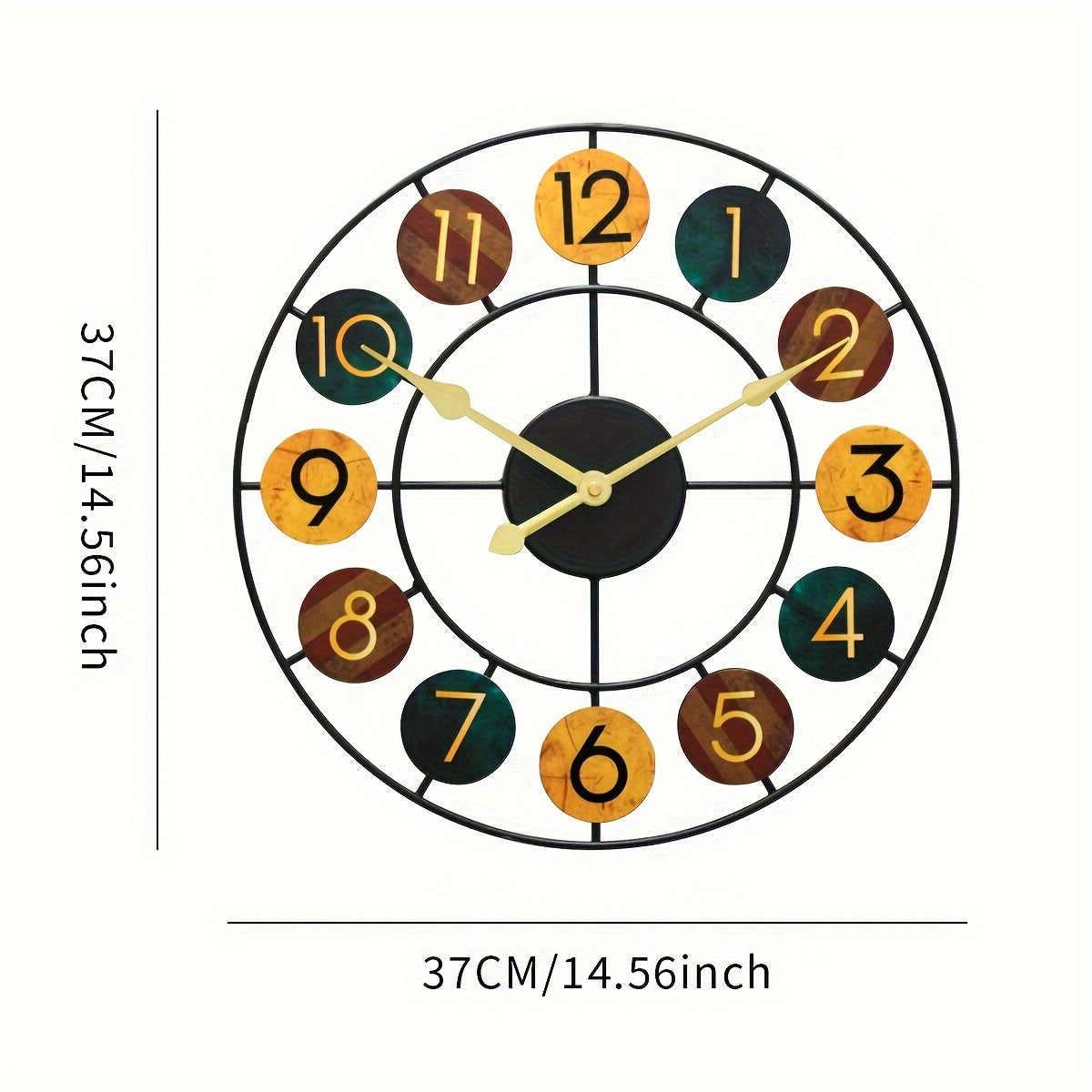 Retro Metal Wall Clock with Silent Quartz Movement for Home and Café Décor
