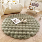 Round Bubble Rug for Living Room and Bedroom - Soft Fluffy Fleece Carpet