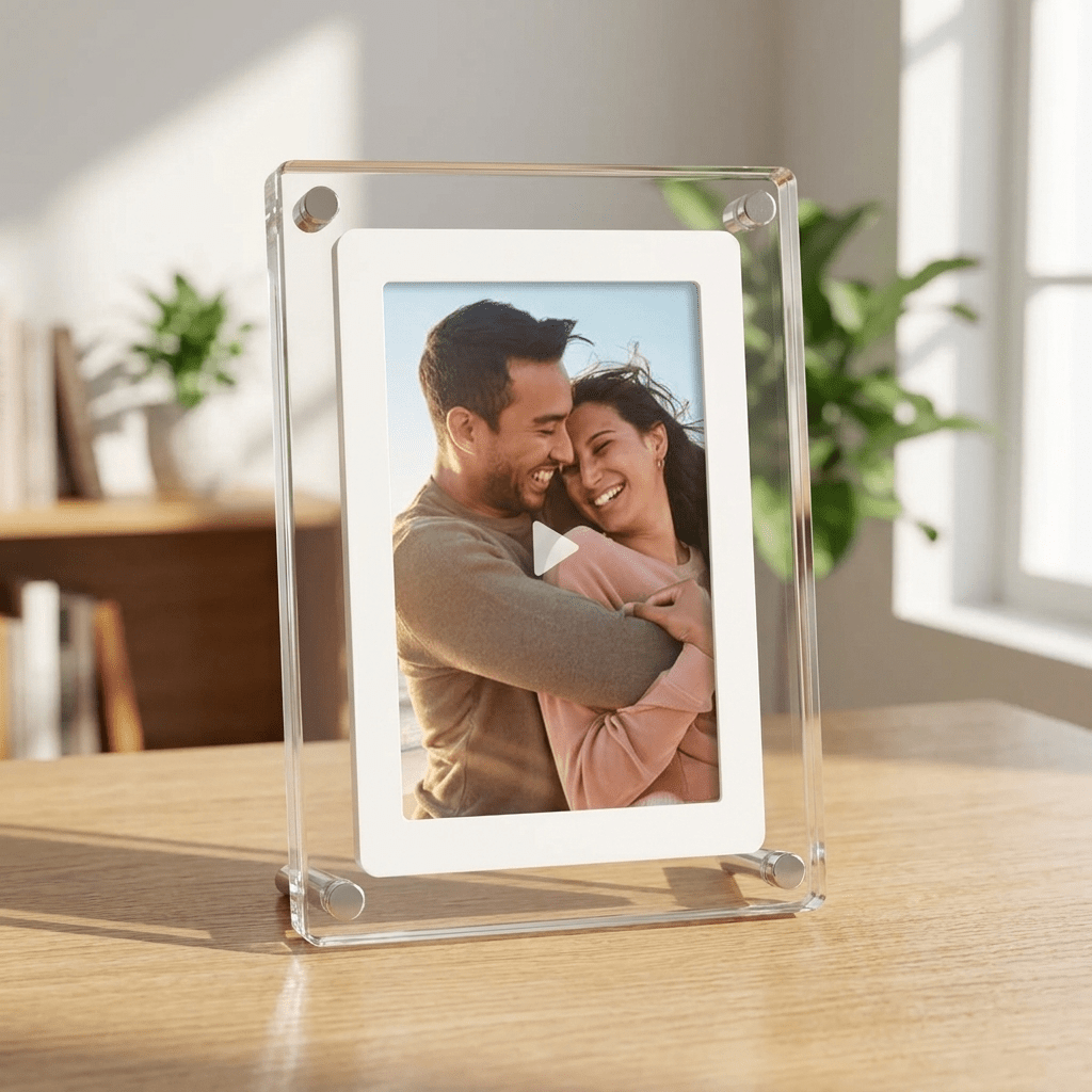Acrylic Digital Photo Frame with IPS Display and Built-in Battery for Photos and Videos - Sofitte