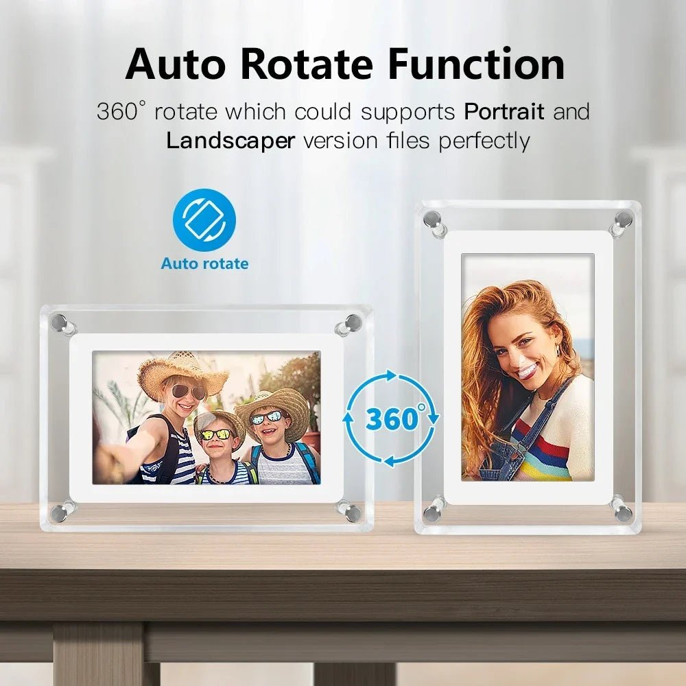 Acrylic Digital Photo Frame with IPS Display and Built-in Battery for Photos and Videos - Sofitte