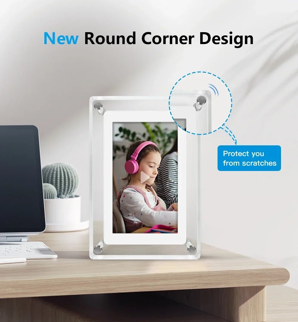 Acrylic Digital Photo Frame with IPS Display and Built-in Battery for Photos and Videos - Sofitte