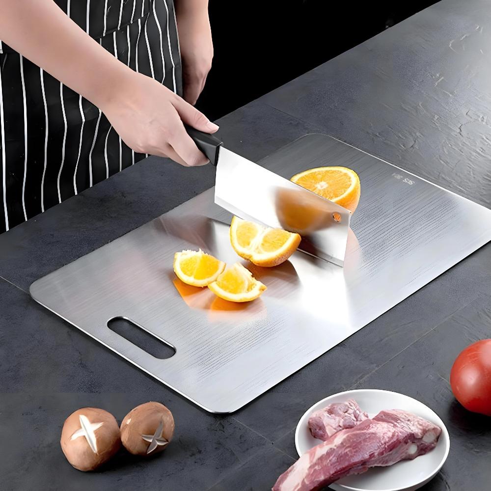 Antibacterial Stainless Steel Chopping Board for Hygienic Kitchen Food Prep - Sofitte