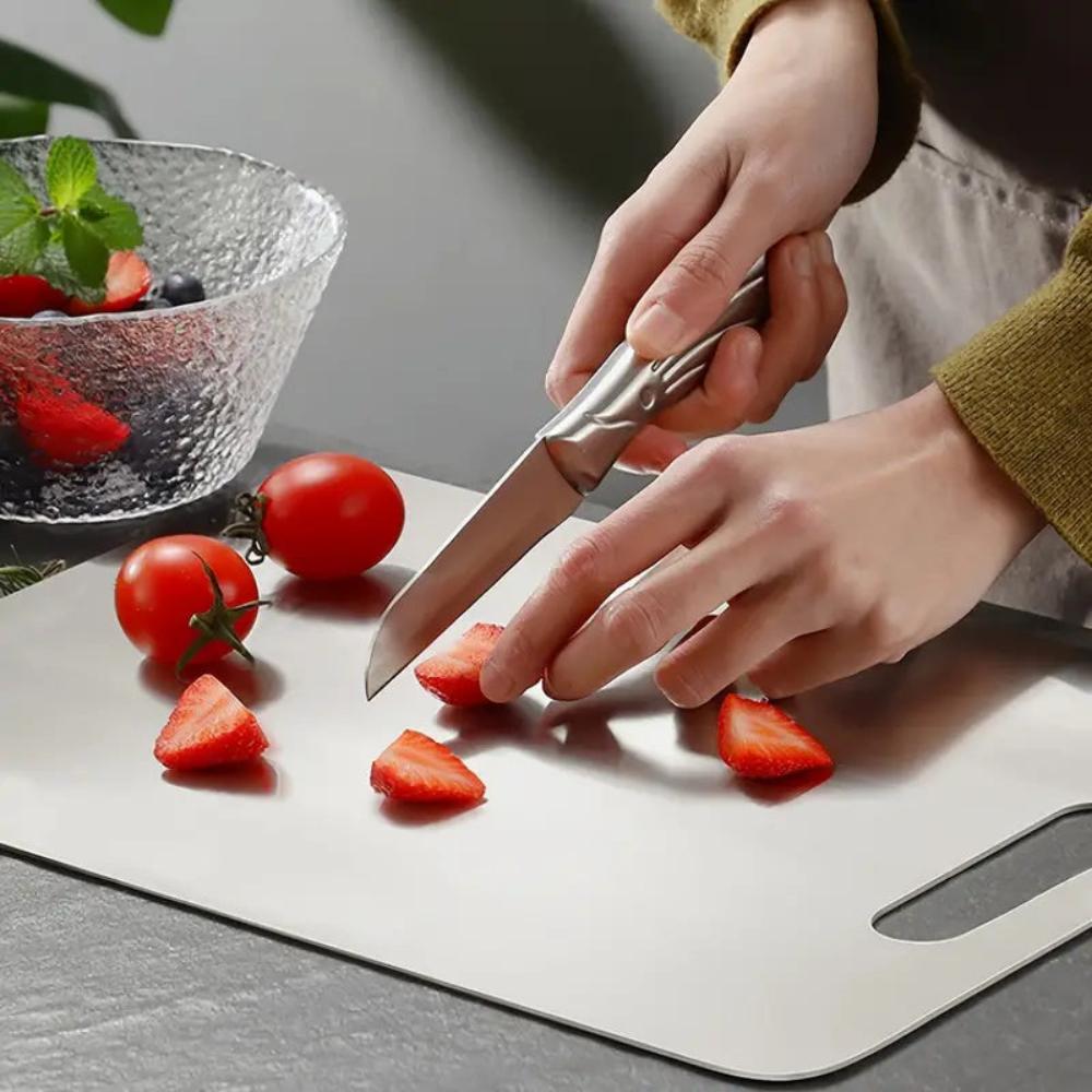 Antibacterial Stainless Steel Chopping Board for Hygienic Kitchen Food Prep - Sofitte