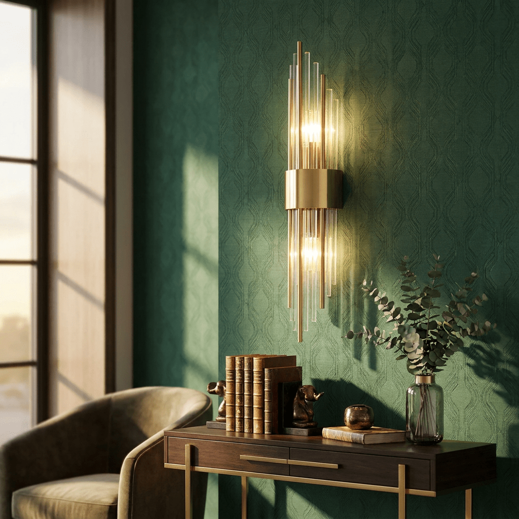 Art Deco Crystal LED Wall Sconce with Stainless Steel Frame for Hallway Bedroom and Living Room - Sofitte