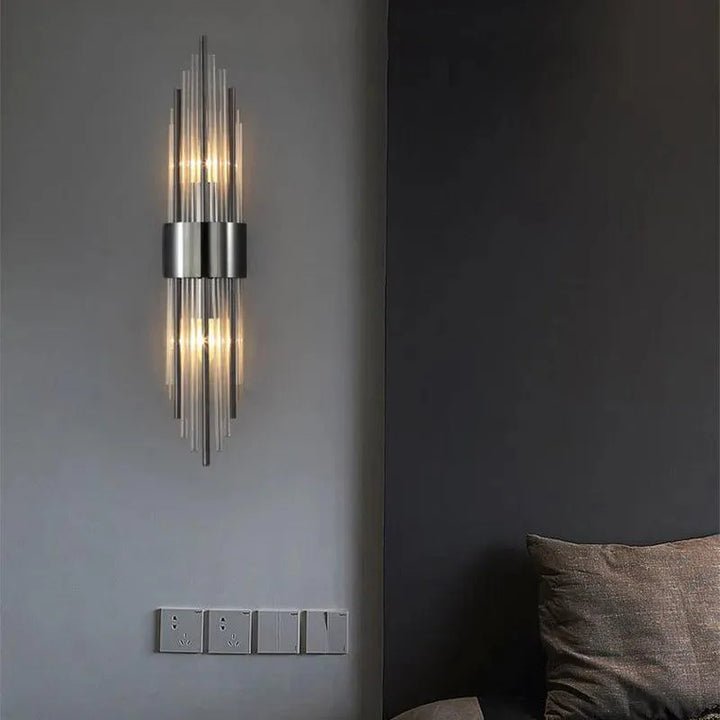 Art Deco Crystal LED Wall Sconce with Stainless Steel Frame for Hallway Bedroom and Living Room - Sofitte