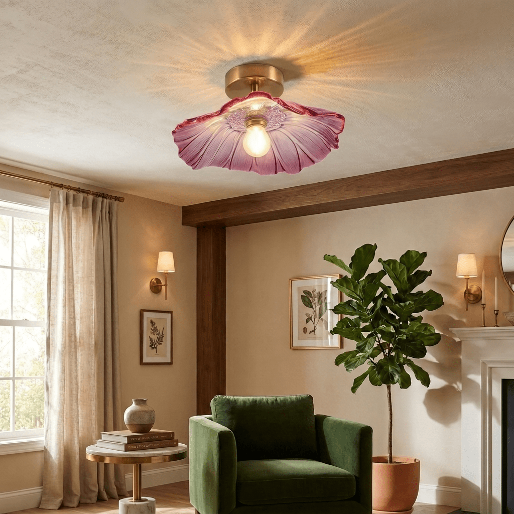 Art Deco Glass Pendant Light with Flower Shade for Bedrooms and Dining Spaces - Sofitte