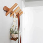 Scandinavian Solid Oak Wall Rack with 4 or 5 Pegs for Entryway and Home Organization