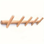 Scandinavian Solid Oak Wall Rack with 4 or 5 Pegs for Entryway and Home Organization