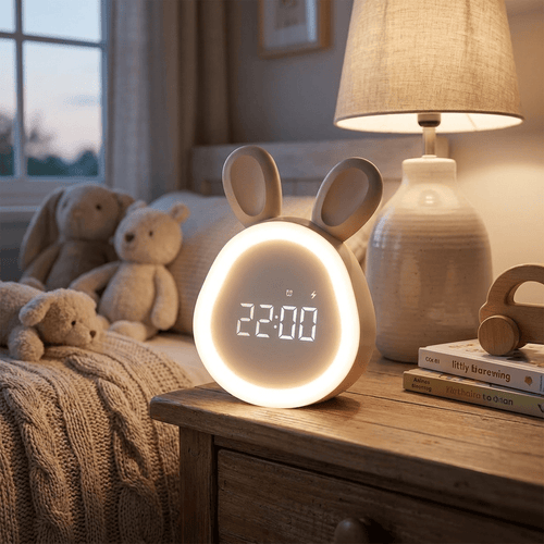 Bunny-Shaped LED Night Light Alarm Clock for Kids with Quiet Wake-Up - Sofitte