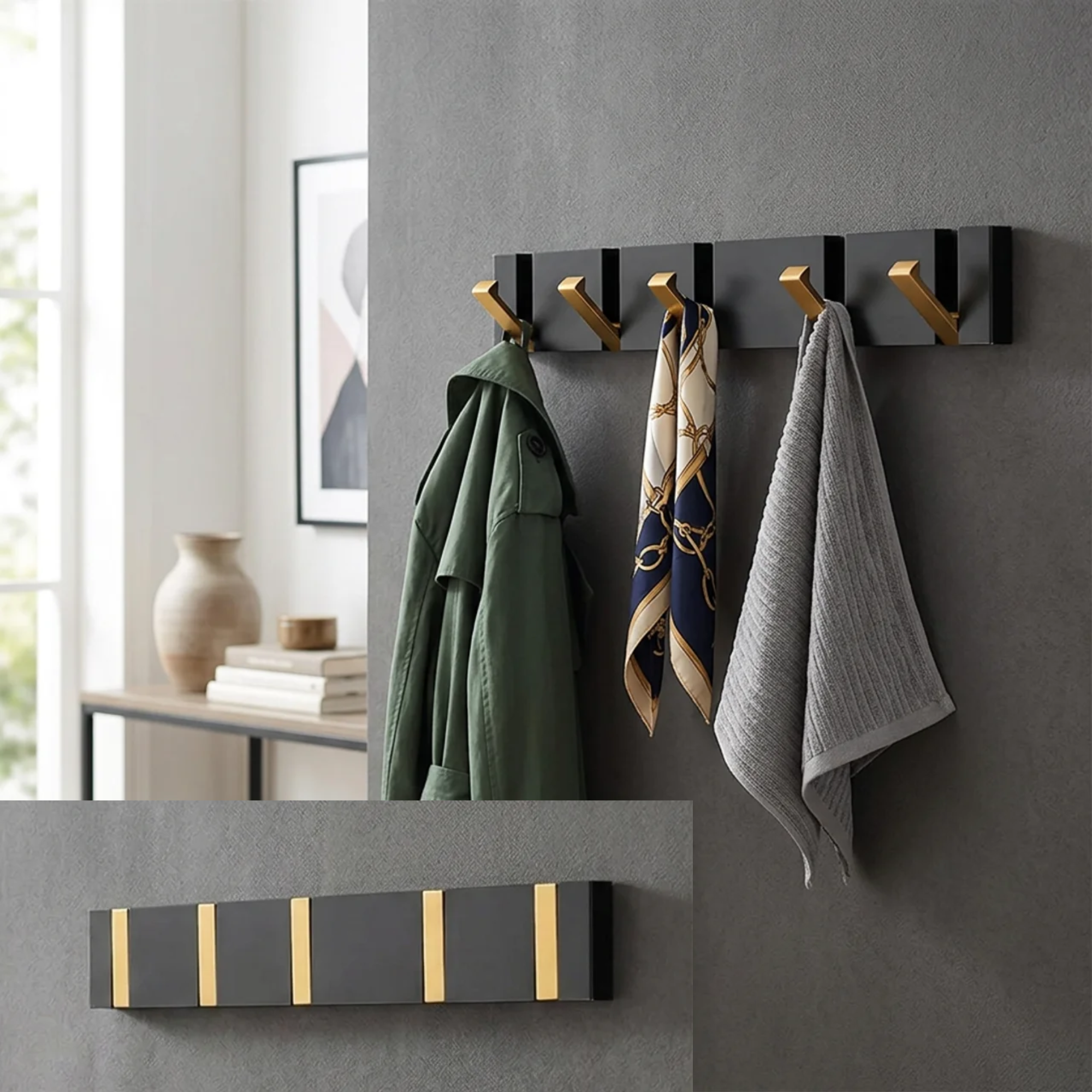 Wall-Mounted Foldable Hook for Coats and Accessories in Stainless Steel