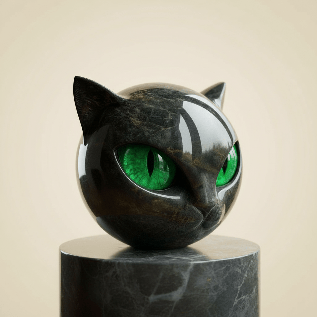 Cat Head Sculpture with Hypnotic Eyes for Home Décor - Sofitte
