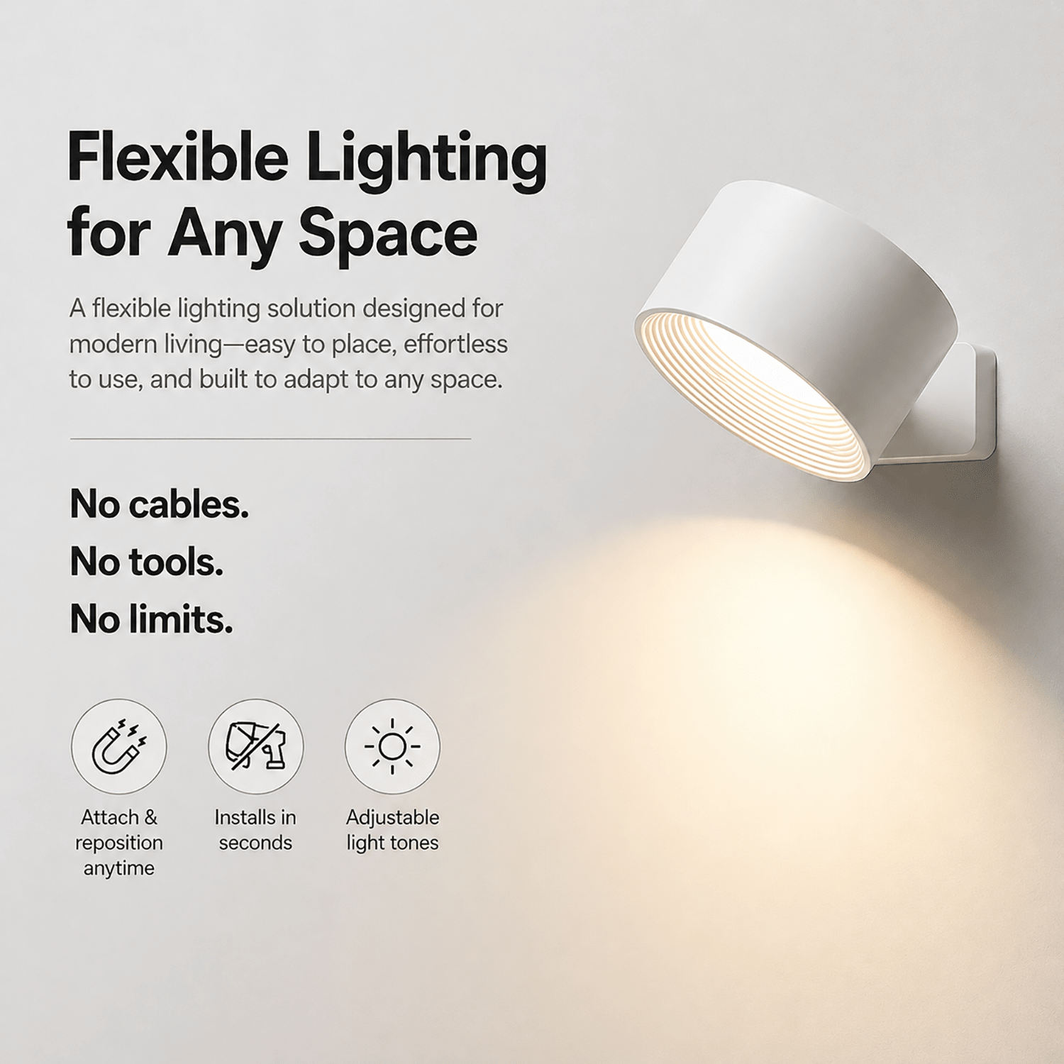 Cordless Magnetic Wall Light with Rechargeable Battery for Flexible Illumination - Sofitte