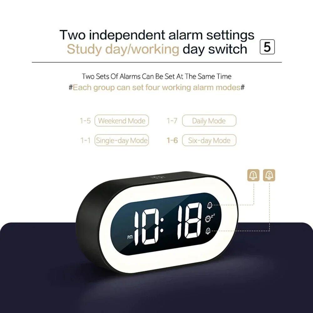 Digital Sunrise Alarm Clock with Dimmable Night Light and Natural Wake Sounds for Bedroom - Sofitte