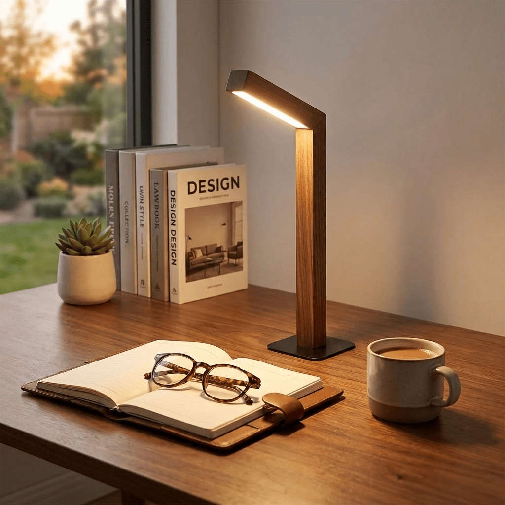 Dimmable LED Walnut Wood Table Lamp for Bedroom and Living Room - Sofitte