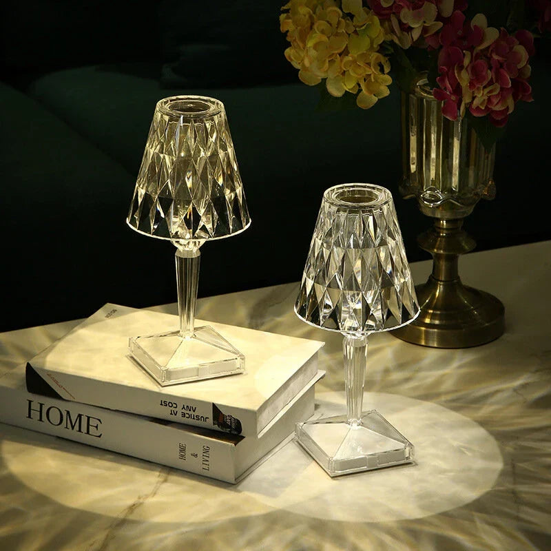 Cordless Crystal Touch Lamp with Adjustable Brightness for Indoor and Outdoor Use