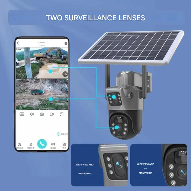 Wireless 4K Security Camera with Solar Panel and Dual Lens for Smart Monitoring