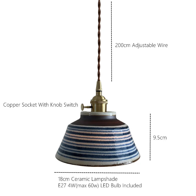 Hand-Painted Ceramic Pendant Light with Unique Floral Design for Dining Room and Kitchen