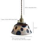 Hand-Painted Ceramic Pendant Light with Unique Floral Design for Dining Room and Kitchen