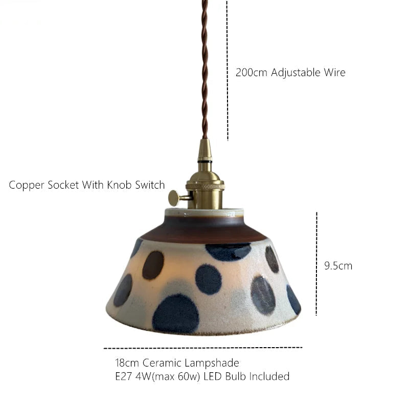 Hand-Painted Ceramic Pendant Light with Unique Floral Design for Dining Room and Kitchen