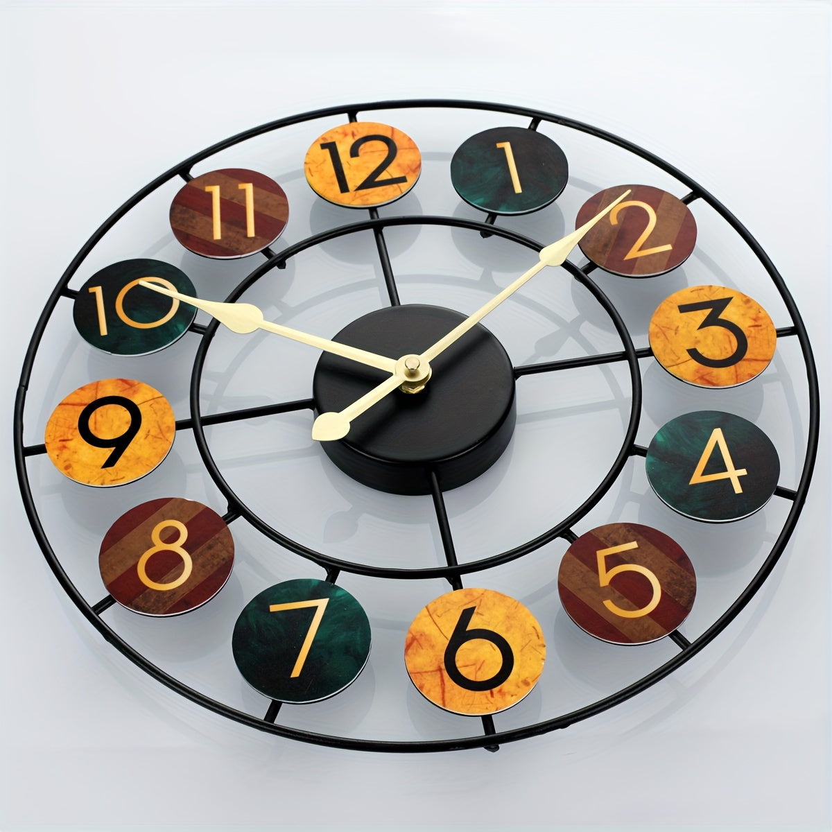 Retro Metal Wall Clock with Silent Quartz Movement for Home and Café Décor
