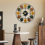 Retro Metal Wall Clock with Silent Quartz Movement for Home and Café Décor