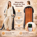 Heated Wearable Blanket with Sleeves and Foot Pocket for Cozy Comfort