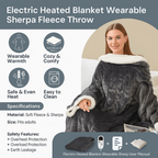 Heated Wearable Blanket with Sleeves and Foot Pocket for Cozy Comfort