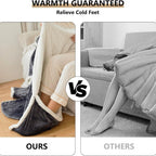 Heated Wearable Blanket with Sleeves and Foot Pocket for Cozy Comfort
